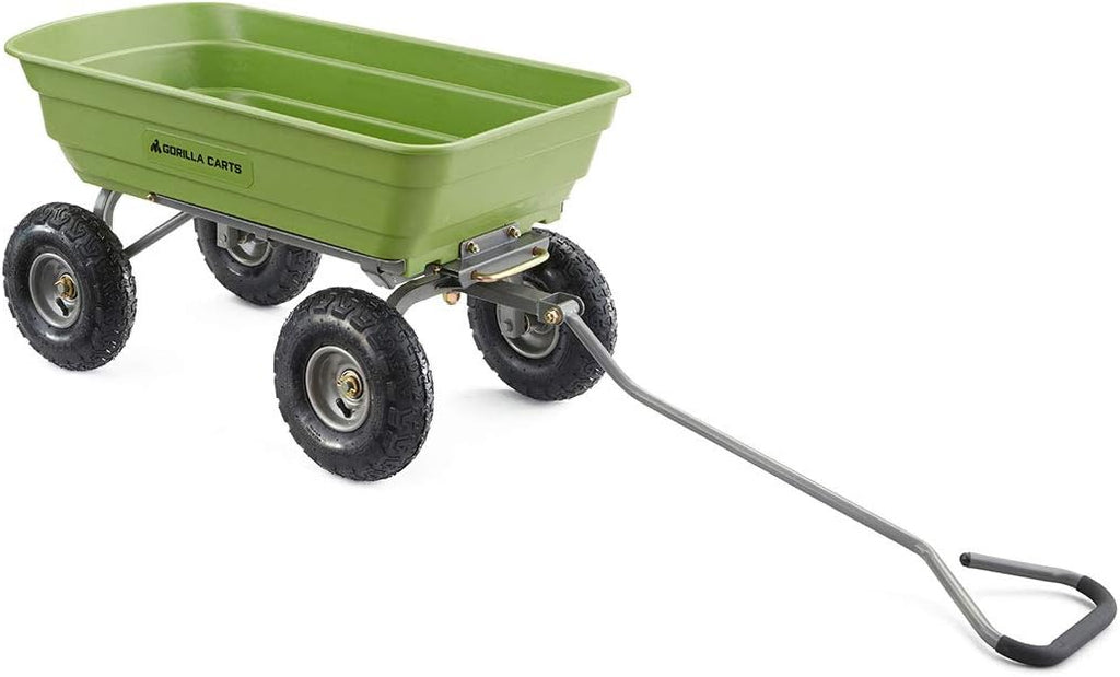 Heavy Duty Poly Utility Dump Wagon Garden Cart W/pneumatic Tires, 6 Cu ft - 1200 lb Capacity Outdoor Wheelbarrow for Yard, Landscaping &…