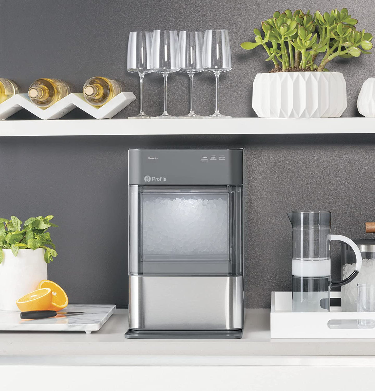 Countertop Nugget Ice Maker | Ice Machine with Wifi Connectivity | Smart Home Kitchen Essentials | Black Stainless