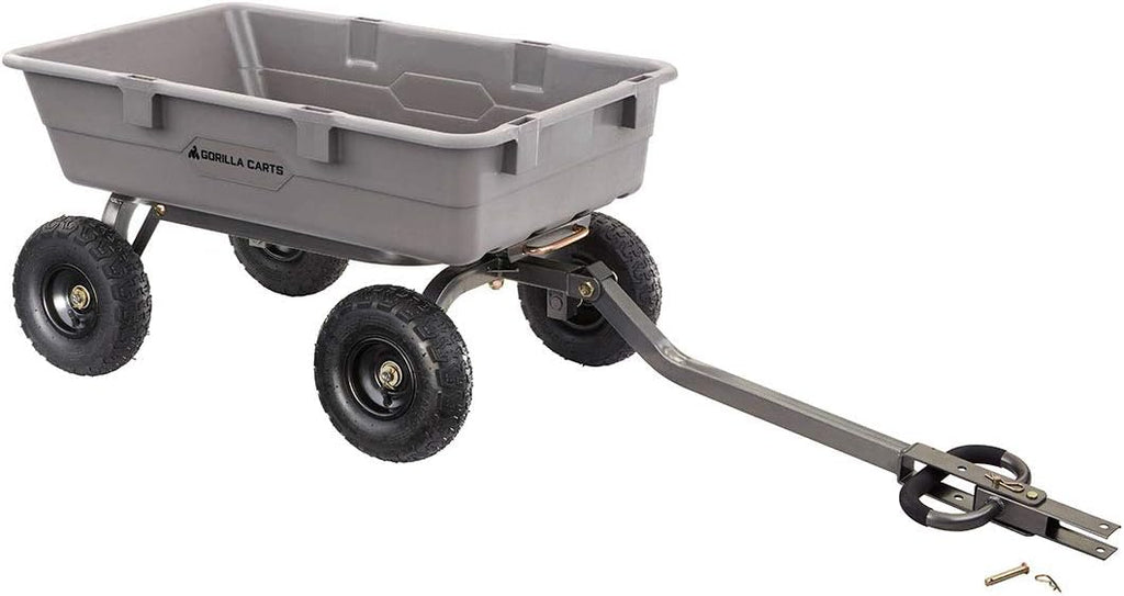 Heavy Duty Poly Utility Dump Wagon Garden Cart W/pneumatic Tires, 6 Cu ft - 1200 lb Capacity Outdoor Wheelbarrow for Yard, Landscaping &…