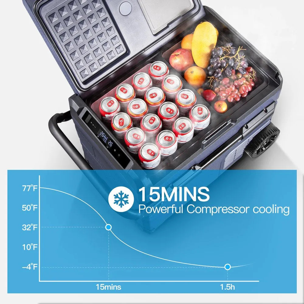 12 Volt 37 qt. Portable Car Refrigerator, Car Freezer for Outdoor, Camping, Travel, Rv,app Control
