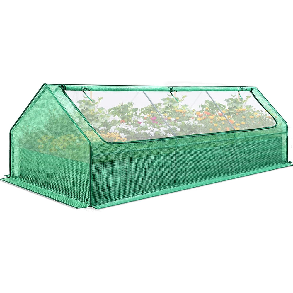 Raised Garden Bed Galvanized Raised Beds for Gardening Vegetables with Cover 8X4X1 ft Metal Planter Box Outdoor Use (Clear