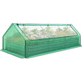 Raised Garden Bed Galvanized Raised Beds for Gardening Vegetables with Cover 8X4X1 ft Metal Planter Box Outdoor Use (Clear