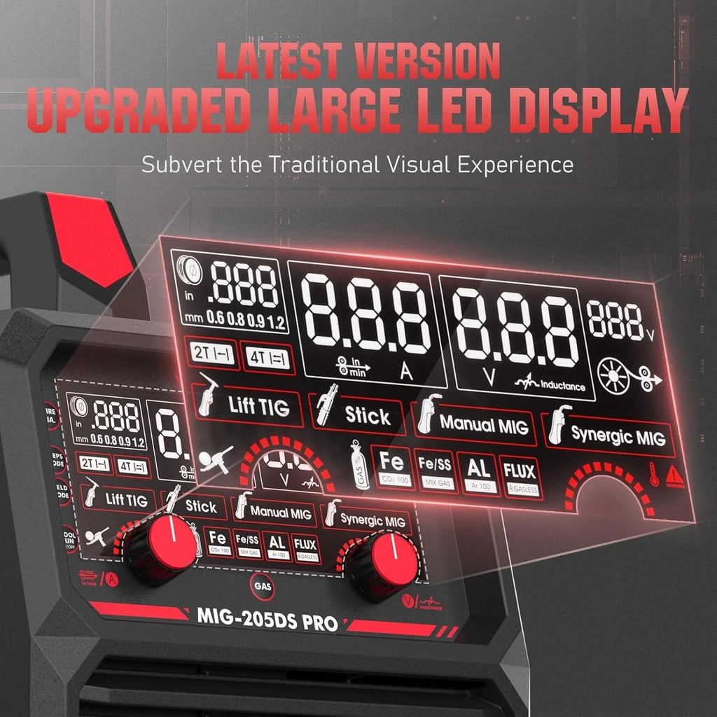 135AMP Mig WELDER,110V Flux Core Welder Flux Core Mig/lift Tig/stick 3-IN-1 Large LED Digital Display Welding Machine Igbt Inverter Welder