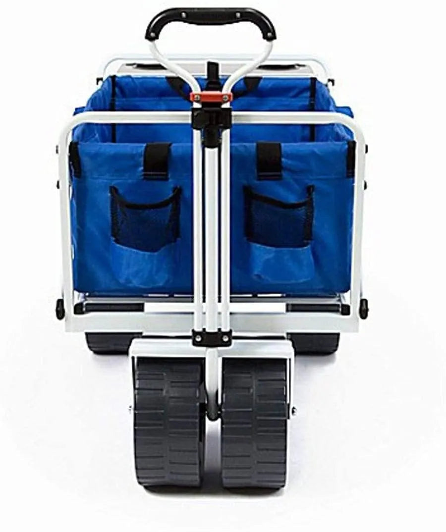 All Terrain Beach Wagon with Side Table|heavy Duty Collapsible Folding Cart with Large Wheels for Beach Day, Picnic, Camping, Outdoor…
