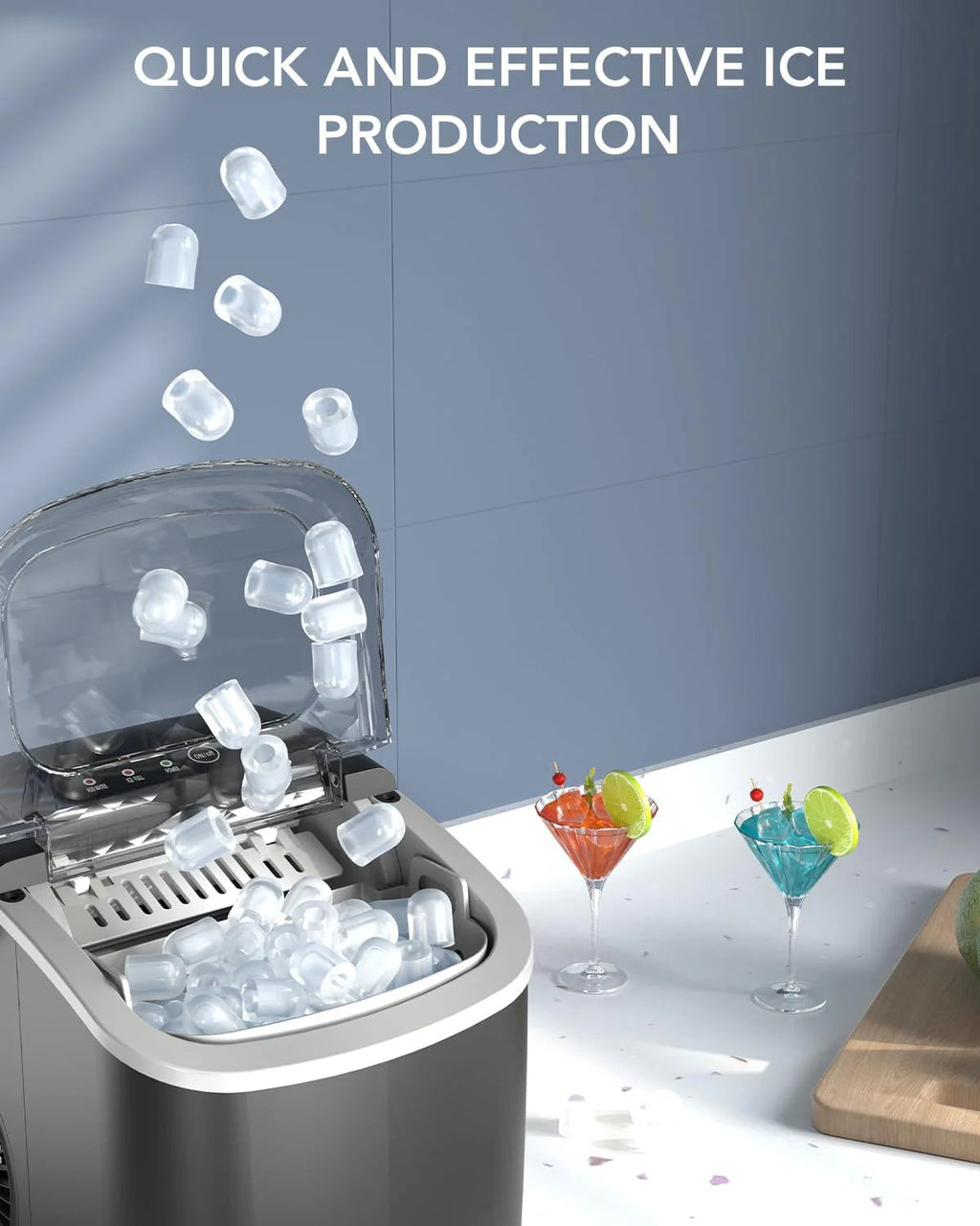 Ice Maker Countertop, Efficient Easy Carry Ice Machine, Self-cleaning Ice Maker with Ice Scoop & Basket, 9PCS/ 8MINS 26.6LBS Per Day for…
