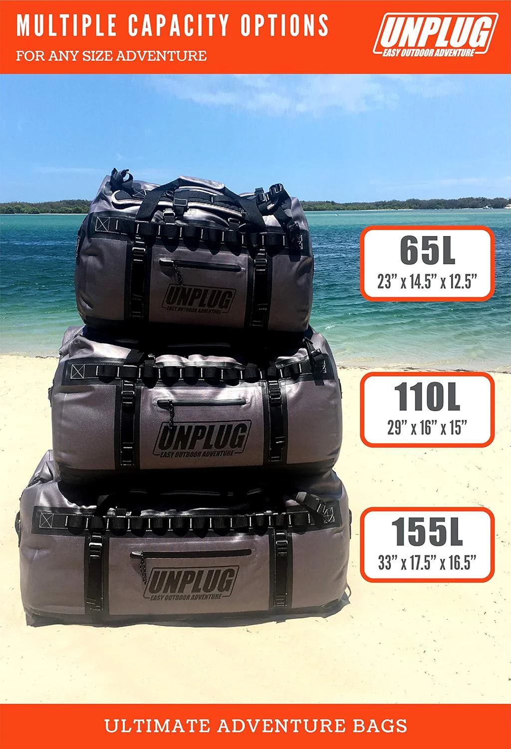 Ultimate Adventure Bag -1680D Heavy Duty Waterproof Travel Duffel Bags for Camping, Motorcycle Dry Bag, Waterproof Bags for Boating,…