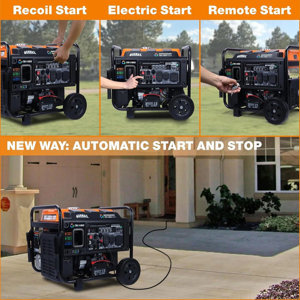 10500 Peak Watt Tri Fuel Open Frame Inverter Generator,with Ats,quiet Technology,co Sensor,digital Display and 50A,IDEAL for Home…