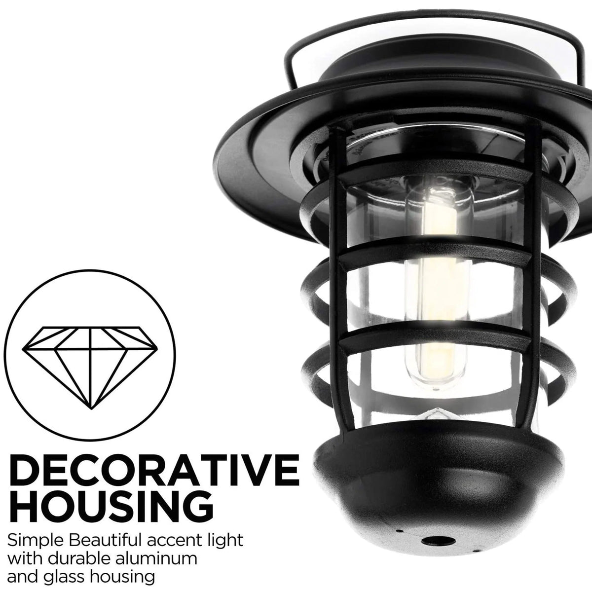 Home Zone Security Solar Outdoor Decorative Glass Wall Lantern Light No Wiring