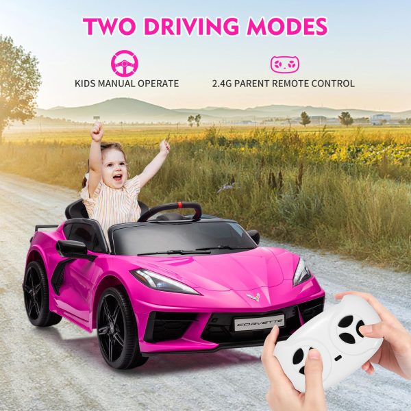 12V Kids Ride on Car Corvette Battery Powered Car Toddles Electric Sports Car Toy with Remote Control, Visual Dashboard, LED Lights, Music,…