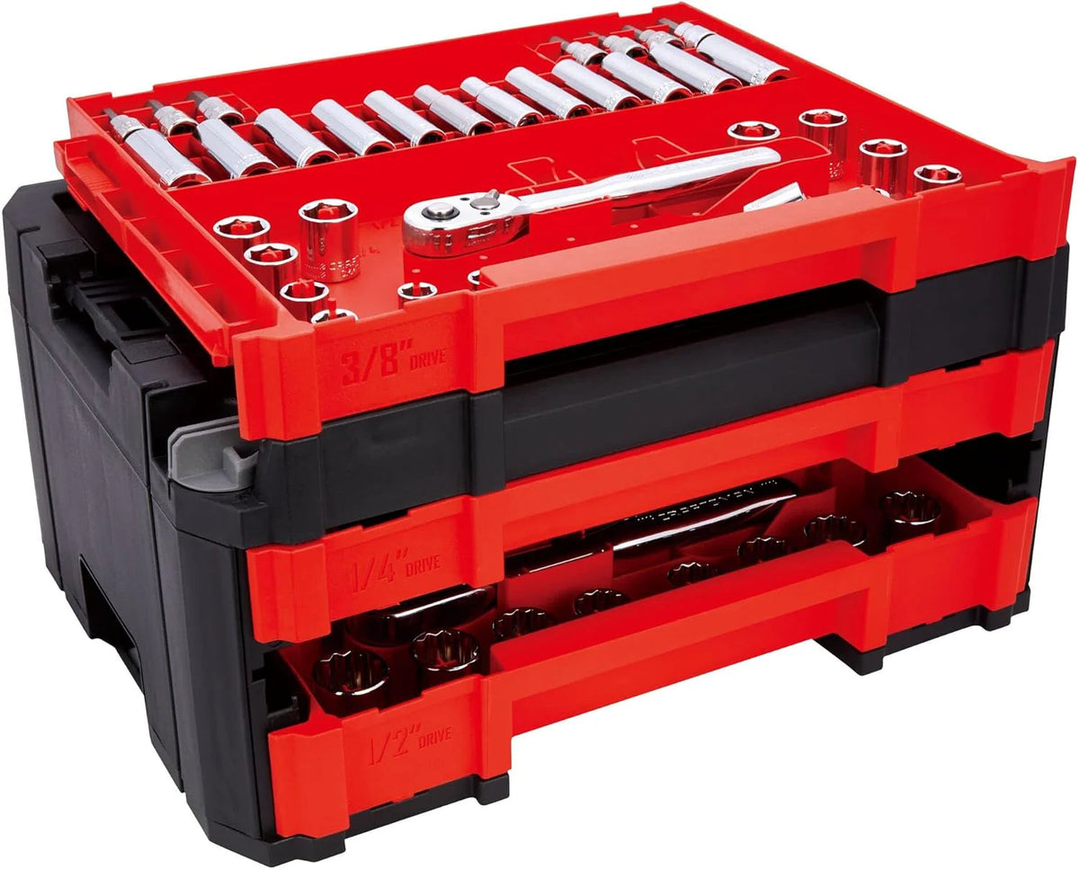 262-PIECE Mechanic Tool Set, Master Socket Set with 3-DRAWER Versastack Tool Box, Sae/metric Set