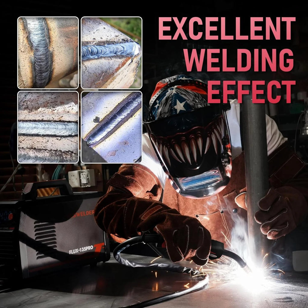 135AMP Mig WELDER,110V Flux Core Welder Flux Core Mig/lift Tig/stick 3-IN-1 Large LED Digital Display Welding Machine Igbt Inverter Welder