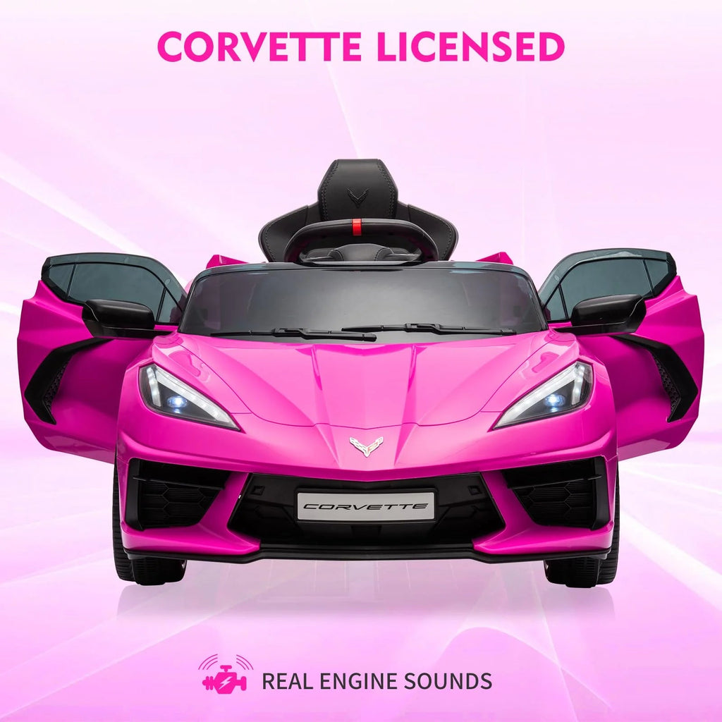 12V Kids Ride on Car Corvette Battery Powered Car Toddles Electric Sports Car Toy with Remote Control, Visual Dashboard, LED Lights, Music,…