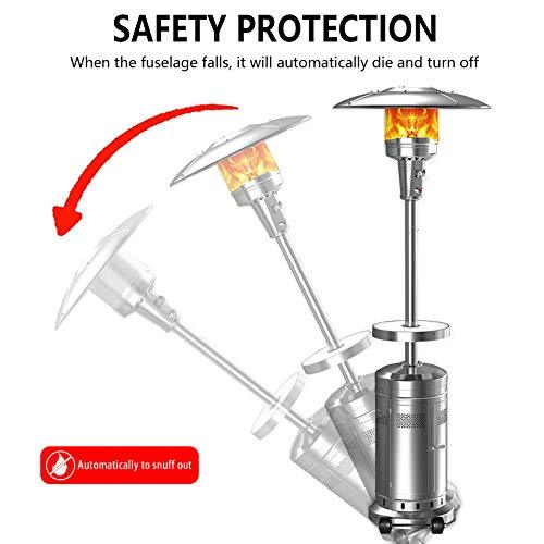 2 Set 48,000-BTU Umbrella Patio Propane Heater with Wheels,stainless Steel Patio Heater,stainless Steel Floorstanding Liquid Propane Heater…