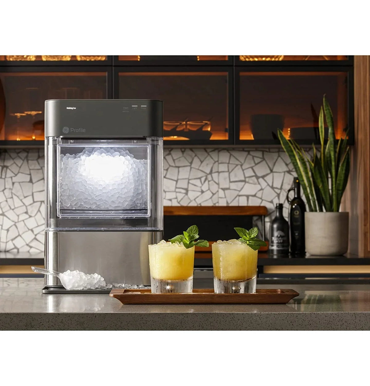 Countertop Nugget Ice Maker | Ice Machine with Wifi Connectivity | Smart Home Kitchen Essentials | Black Stainless