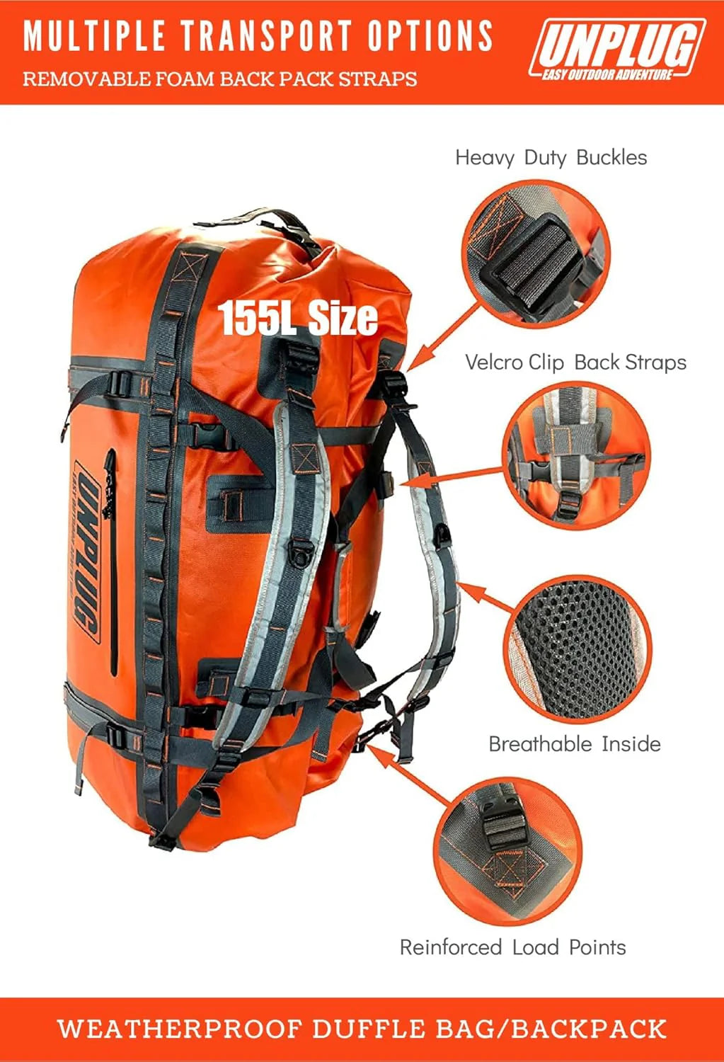 Ultimate Adventure Bag -1680D Heavy Duty Waterproof Travel Duffel Bags for Camping, Motorcycle Dry Bag, Waterproof Bags for Boating,…
