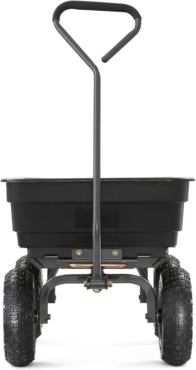 Heavy Duty Poly Utility Dump Wagon Garden Cart W/pneumatic Tires, 6 Cu ft - 1200 lb Capacity Outdoor Wheelbarrow for Yard, Landscaping &…