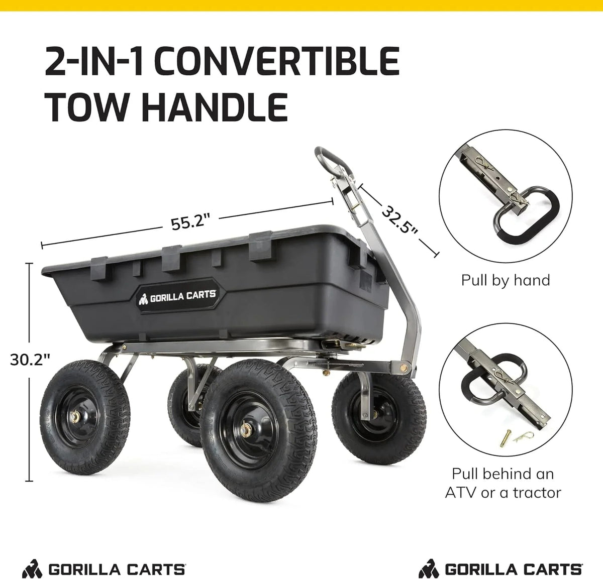 Heavy Duty Poly Utility Dump Wagon Garden Cart W/pneumatic Tires, 6 Cu ft - 1200 lb Capacity Outdoor Wheelbarrow for Yard, Landscaping &…