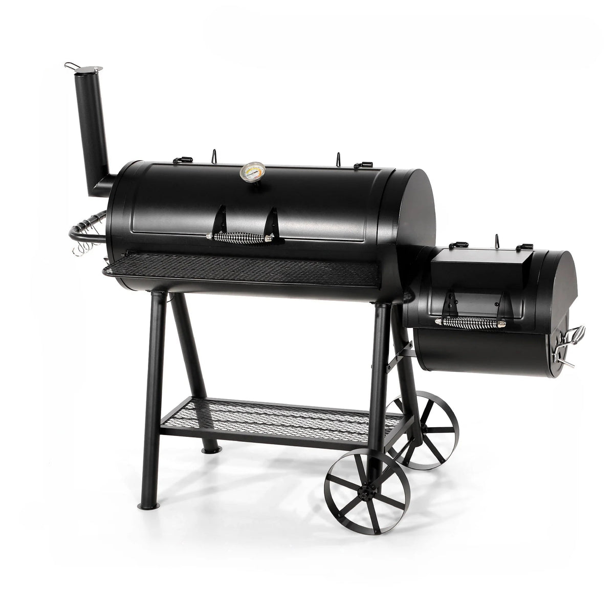 941 Sq.in. Overlarge Bbq Charcoal Grill with Offset Smoker, Black