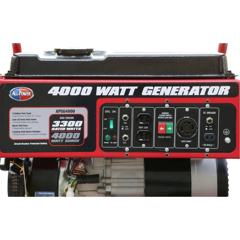 4000 Watt Generator , 4000W Portable Generator for Home Use Power Backup, RV Standby, Hurricane Damage Restoration Power Backup