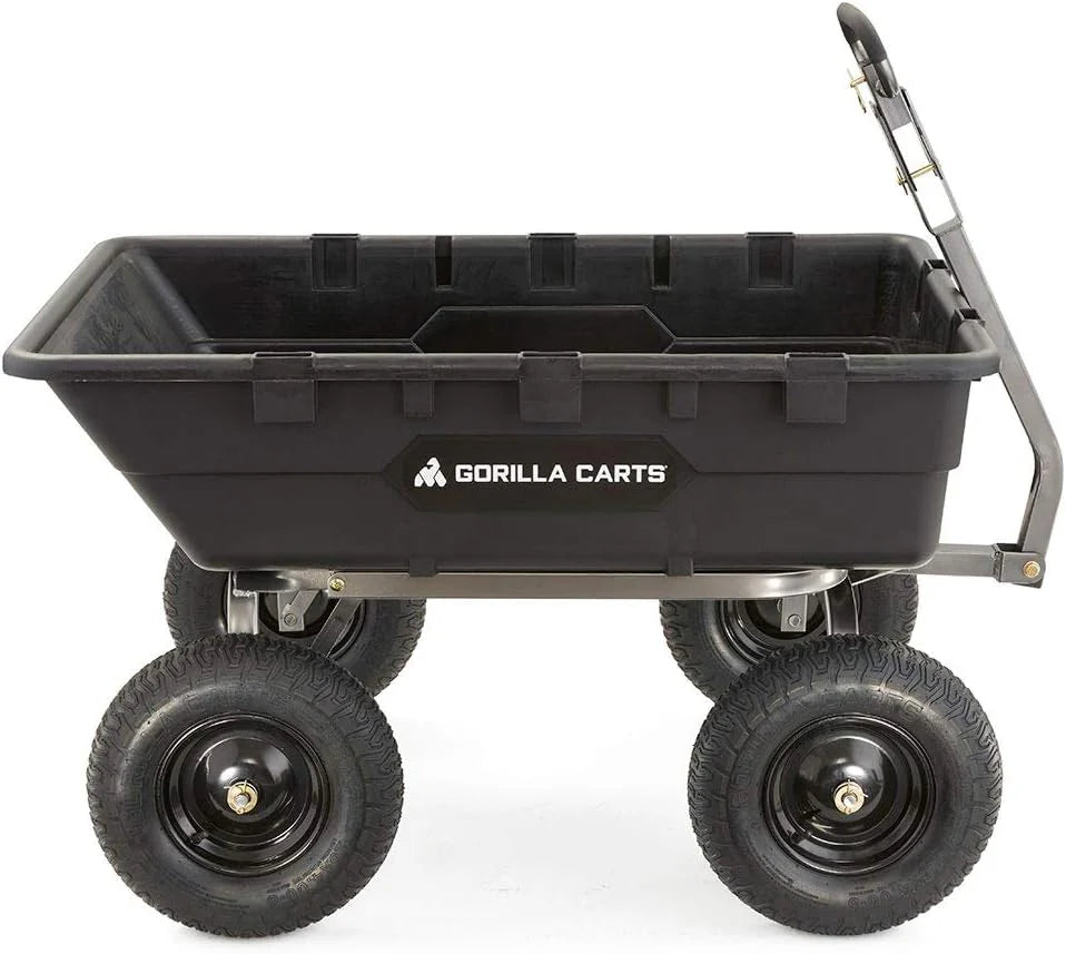 Heavy Duty Poly Utility Dump Wagon Garden Cart W/pneumatic Tires, 6 Cu ft - 1200 lb Capacity Outdoor Wheelbarrow for Yard, Landscaping &…