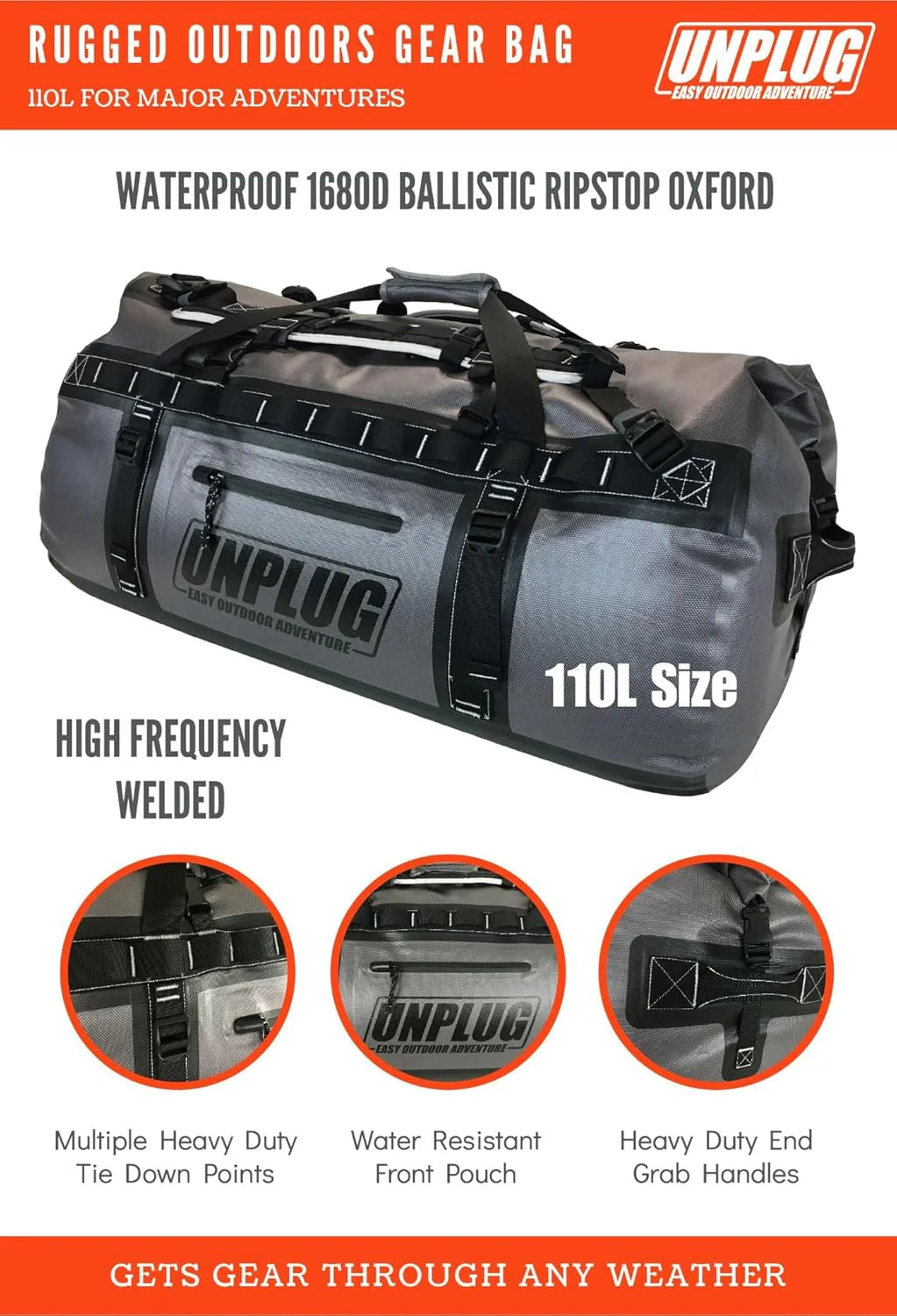 Ultimate Adventure Bag -1680D Heavy Duty Waterproof Travel Duffel Bags for Camping, Motorcycle Dry Bag, Waterproof Bags for Boating,…