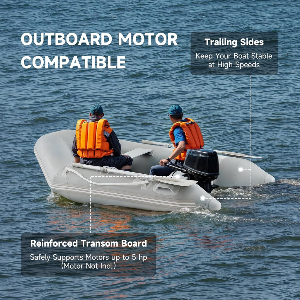 7.5FT Inflatable Dinghy Boat, 2 Person 660LB Transom Sport Tender Boat with Pump Aluminum Oars Floor, Heavy Duty Inflatable Raft Kayak for…