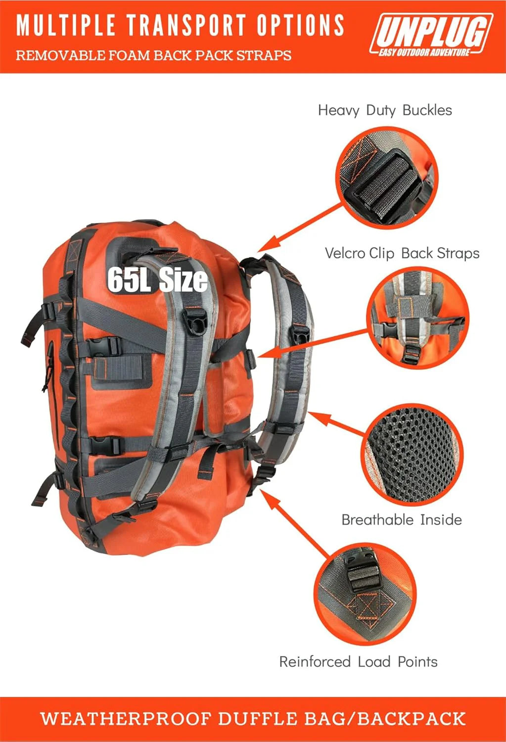 Ultimate Adventure Bag -1680D Heavy Duty Waterproof Travel Duffel Bags for Camping, Motorcycle Dry Bag, Waterproof Bags for Boating,…