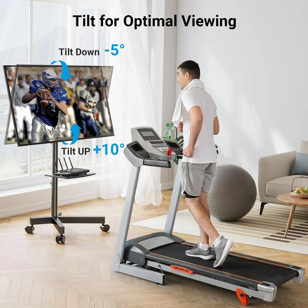 Perlesmith Mobile TV Stand for 23 60 Inch Lcd LED Flat Curved Panel Screen Tvs Tilt TV Cart Holds Up to 88LBS Portable Stand with Laptop She