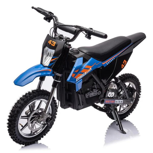 36V Kids Electric Dirt Bike, 36V, 350W, 15.5MPH, LED, 175LBS Max - Blue