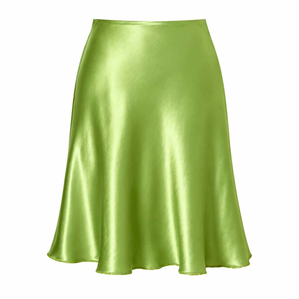 LONGÉ Women's Acetate Satin Flared Mini Skirt - Green