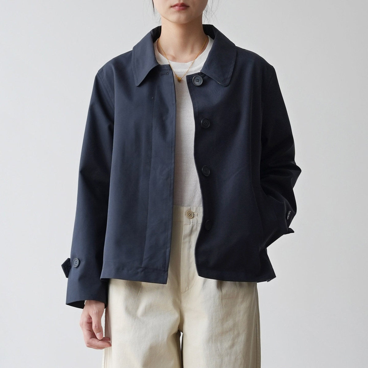 LONGÉ Women's Cotton Blend Short Trench Jacket