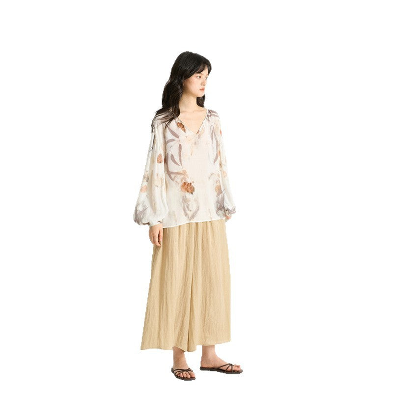 LONGÉ Women's Cupro Nylon Blend Wide-Leg Pants