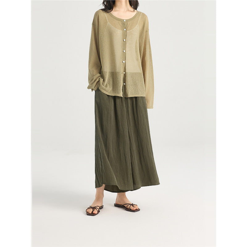 LONGÉ Women's Cupro Nylon Blend Wide-Leg Pants