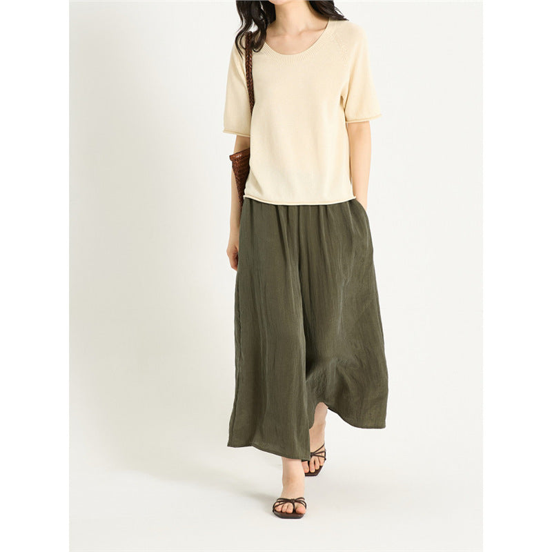 LONGÉ Women's Cupro Nylon Blend Wide-Leg Pants