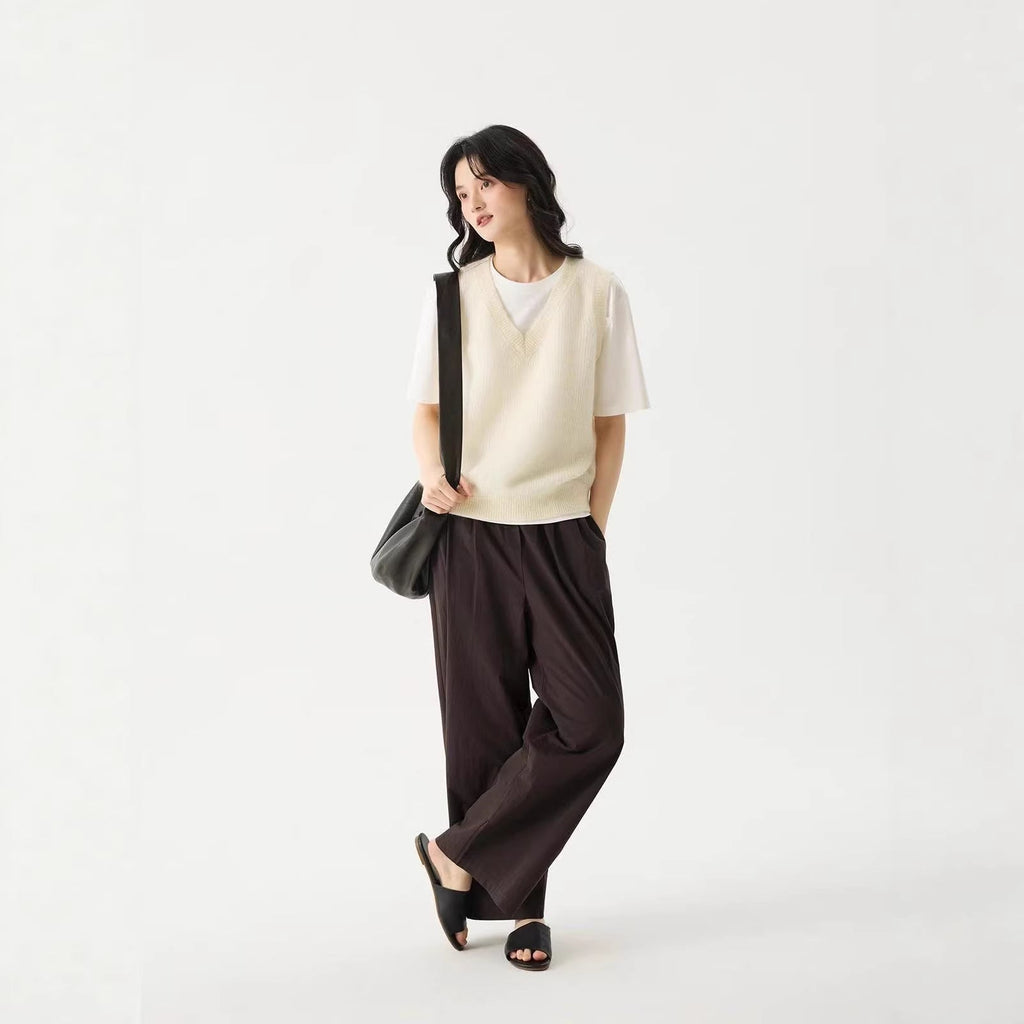 LONGÉ Women's Mohair Wool Blend V-Neck Sweater Vest