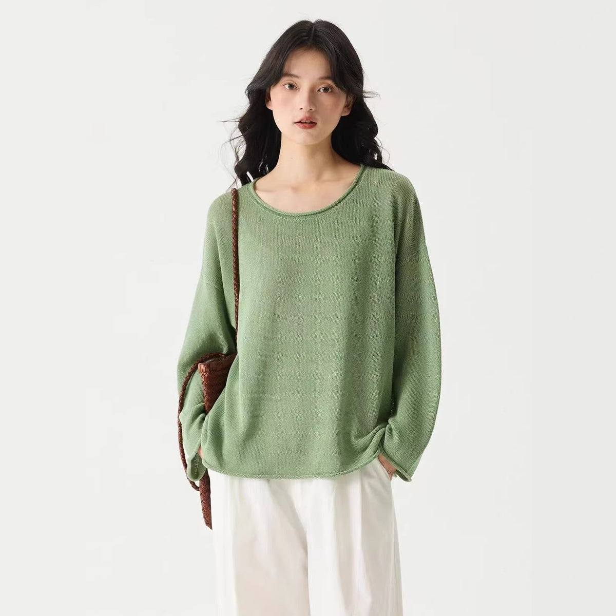 LONGÉ Women's Regenerated Cellulose Blend Knit Long-Sleeve Top