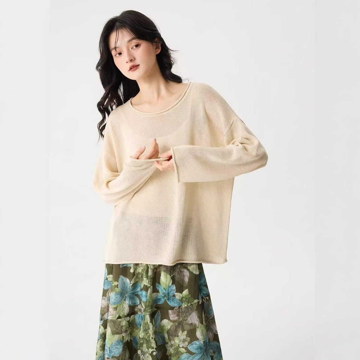 LONGÉ Women's Regenerated Cellulose Blend Knit Long-Sleeve Top